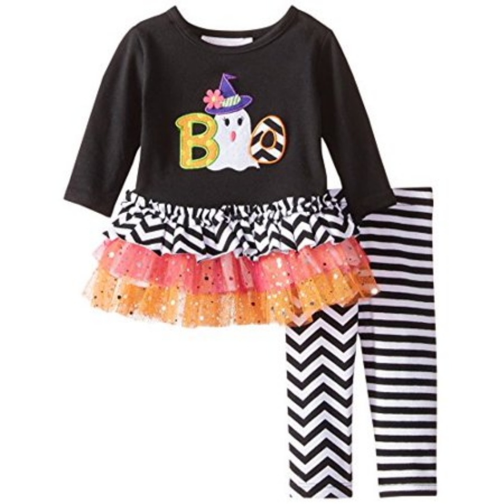 Bonnie Baby Girl‎ Halloween Ghost  Outfit Tutu Legging Set size 3-6 Mo NWT